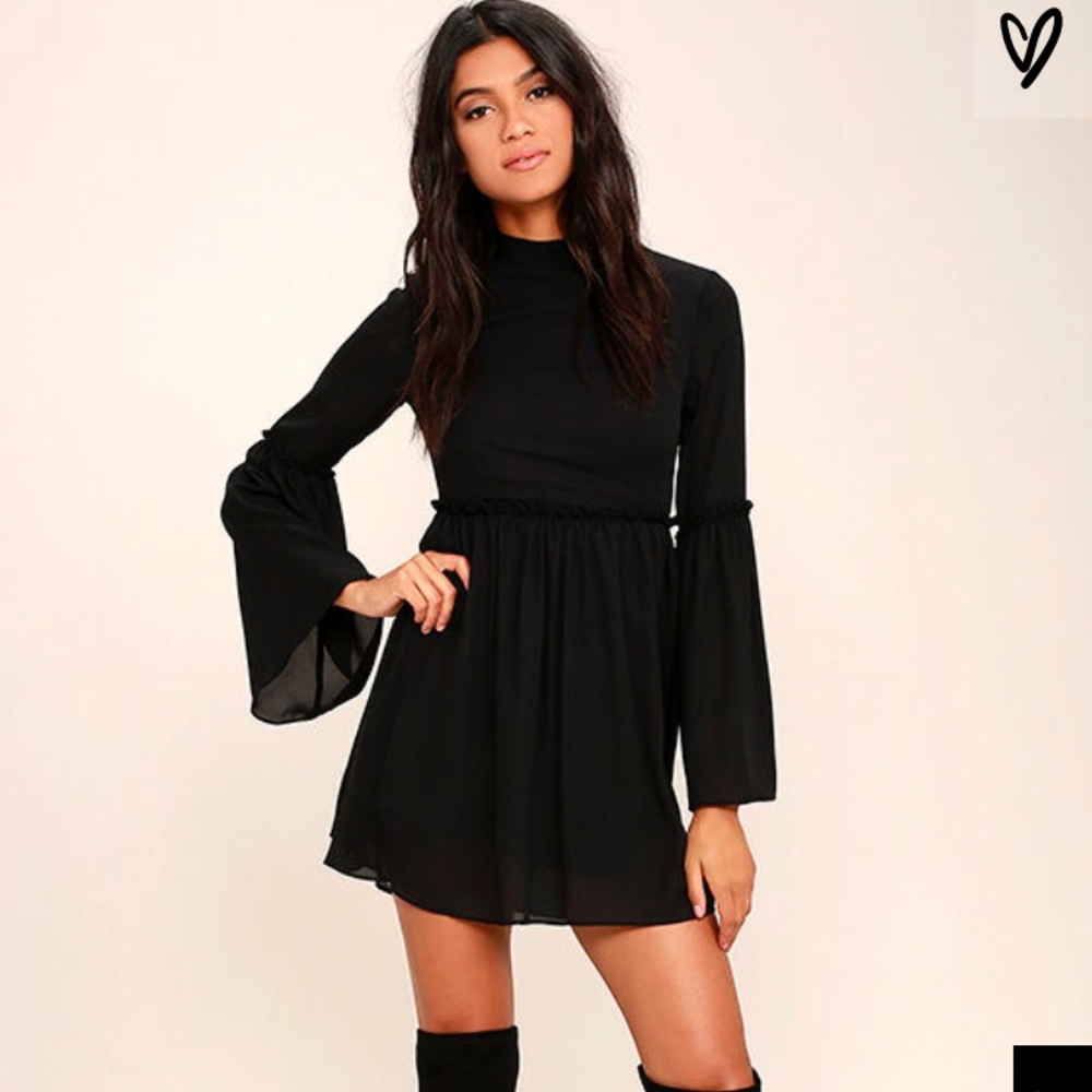 NWT Tender Loving Care Black Babydoll Dress
